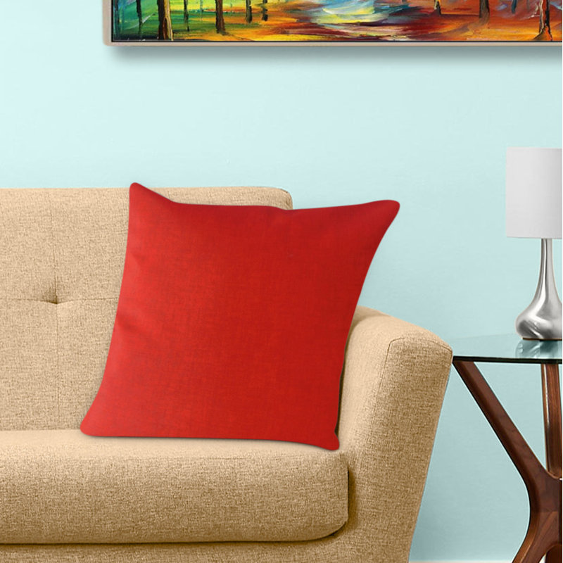 Coussin en coton Hamlin, 18 po x 18 po, Coussin décoratif, Rouge