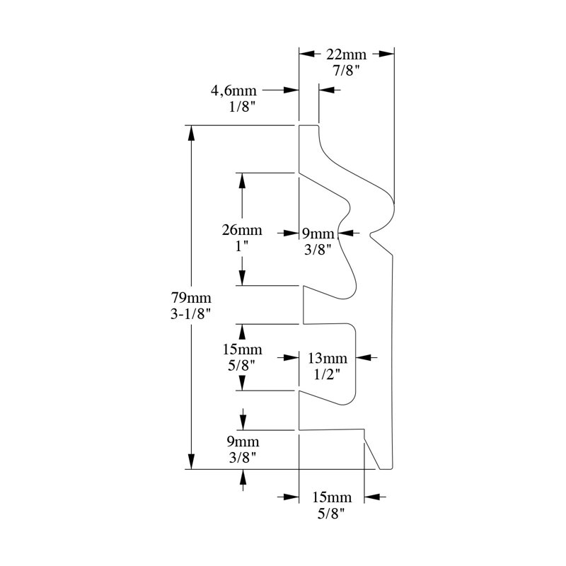 Base en polystyrène blanc apprêté de 0,87 po d'épaisseur x 78 po de largeur x 3,12 po de longueur