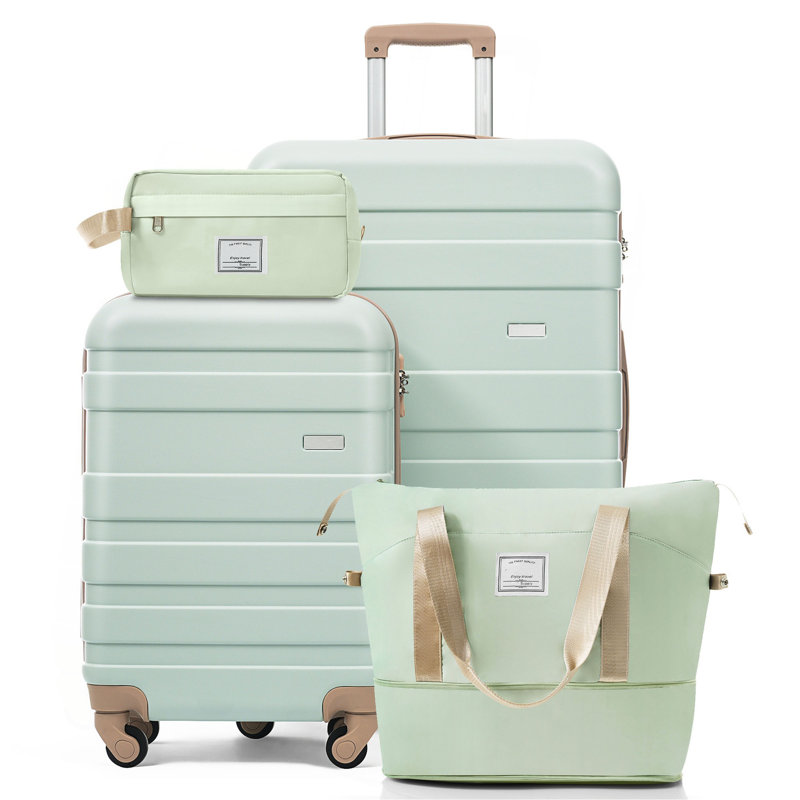 Ensemble de 4 valises 4 pièces - 20 pouces bagage à main, 28 pouces à carreaux avec sac de voyage