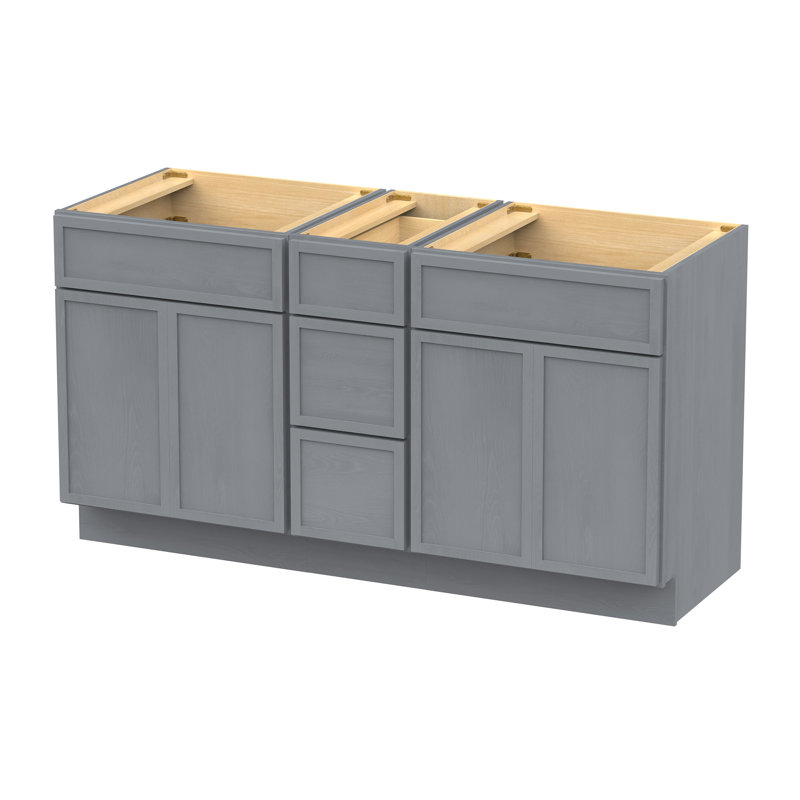 Base de meuble-lavabo double 60 po seulement, Argent