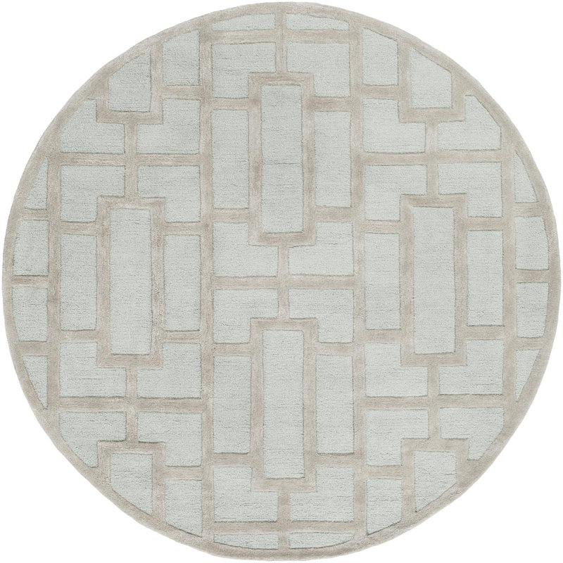 Perpetua Hand Tufted Wool Geometric Indoor Rug, Round 6'