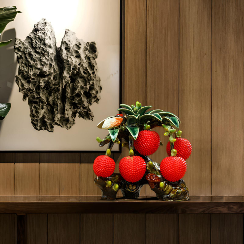 Sculpture artistique en porcelaine litchi - Pièce de décoration de qualité supérieure