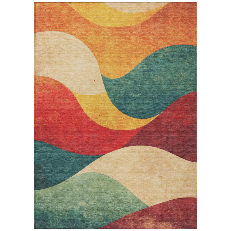 Tapis tourbillon intérieur / extérieur lavable à la machine Kimberlin ACN2184, Rectangle 10 pi x 14 pi