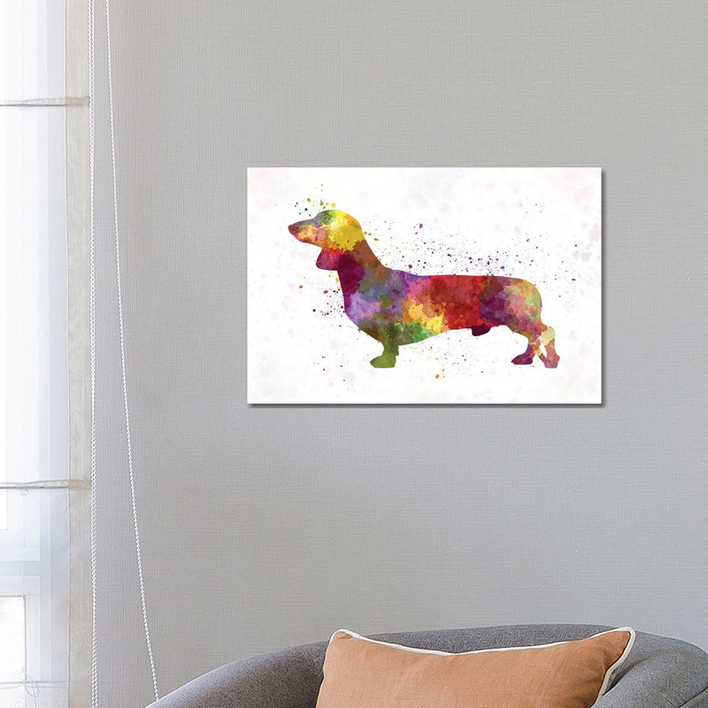 Dachshund in Watercolour 1 Piece Wrapped Canvas Painting, 66.04 cm H x 45.72 cm W
