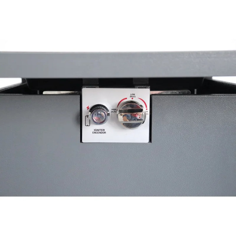 Foyer en métal thermolaqué 30 po avec surface en verre fumé, Gris