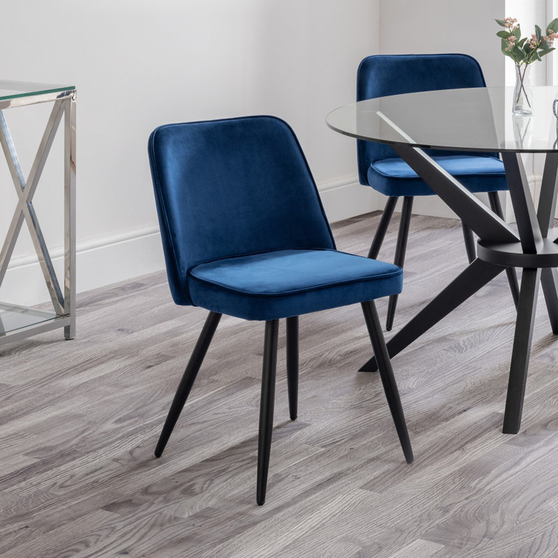 Iisakki 48cm H Velvet Upholstered Side Chair, Blue