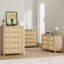 Commode haute à tiroirs avec commode en bois et rotin Boho-900865151