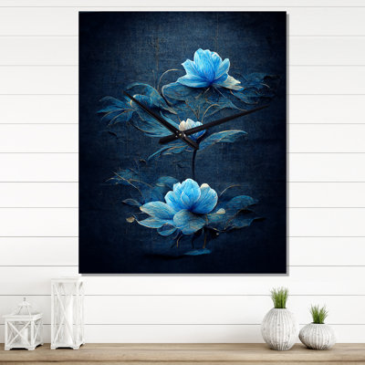 Vintage Chinese Blue Flowers II - Floral Vintage Wall Clock
