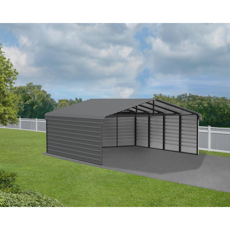 Abri d'auto en acier avec 3 ensembles muraux, 20 x 20 x 07, Gris
