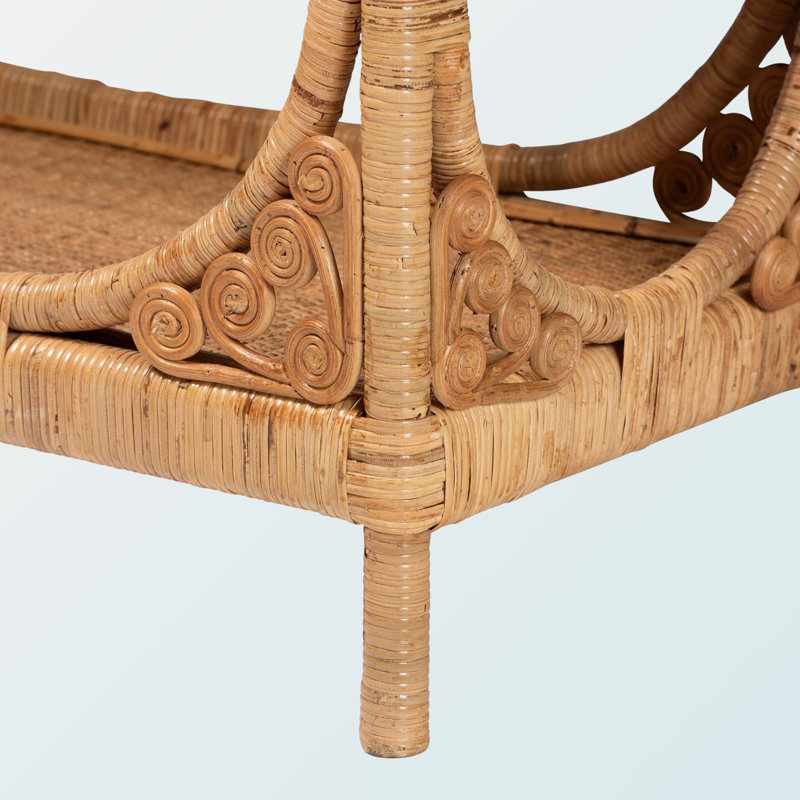 Console en rotin Hart de style bohémien au fini brun, H 29,82 po x l 39,04 po x P 15,55 po