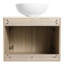 Meuble-lavabo contemporain en chêne blanc. Évier en céramique avec porte à fermeture en douceur et espace de rangement généreux. Fixé au mur. Évier de meuble-lavabo moderne. Conception à fixation murale