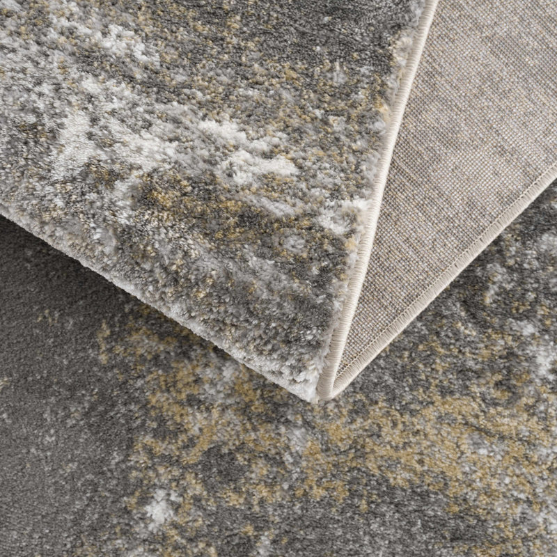 Liveree Abstract Design Modern Gray/Beige Area Rug, Rectangle 6'7" x 9'