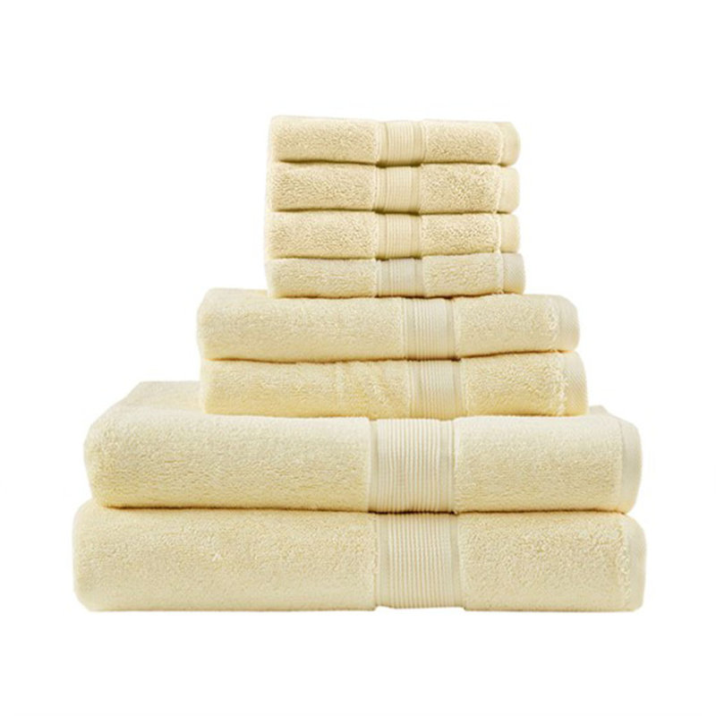 Ensemble de serviettes antimicrobiennes 100% coton 8 pièces, Yellow