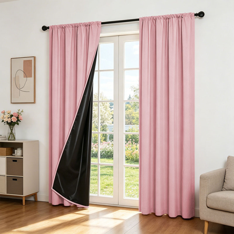  Rideaux occultant moderne en polyester simple, 100% bloquant la lumière avec doublure, 2 panneaux, pour la cuisine du salon, de la chambre à coucher et du bureau