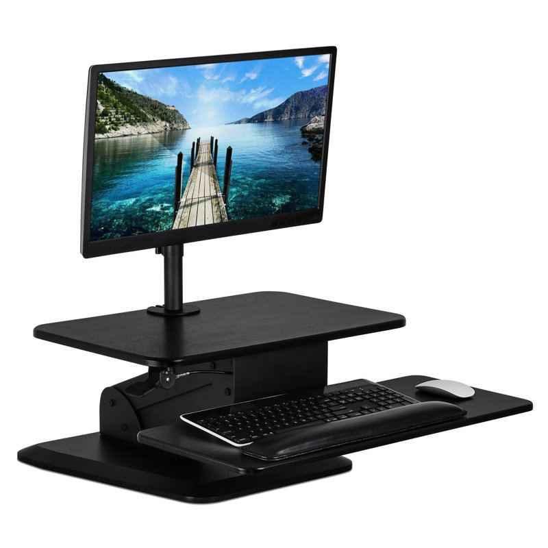 Mount-It! Height Adjustable Standing Desk Converter with Monitor Mount, Workstation w/ Keyboard Tray