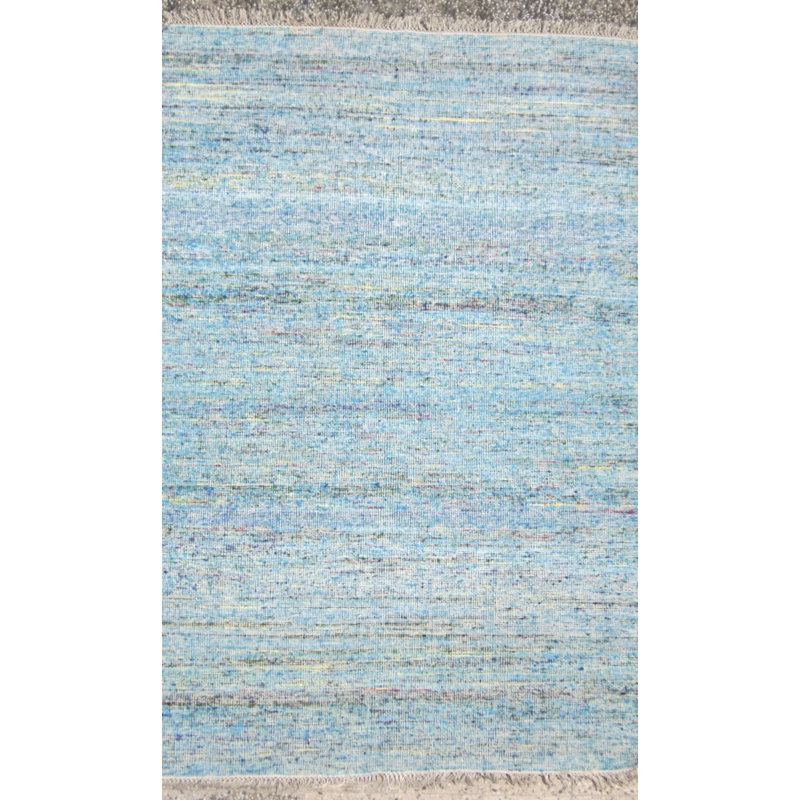 Tapis turquoise tissé à la main Halstead, Rectangle 9 pi x 12 pi