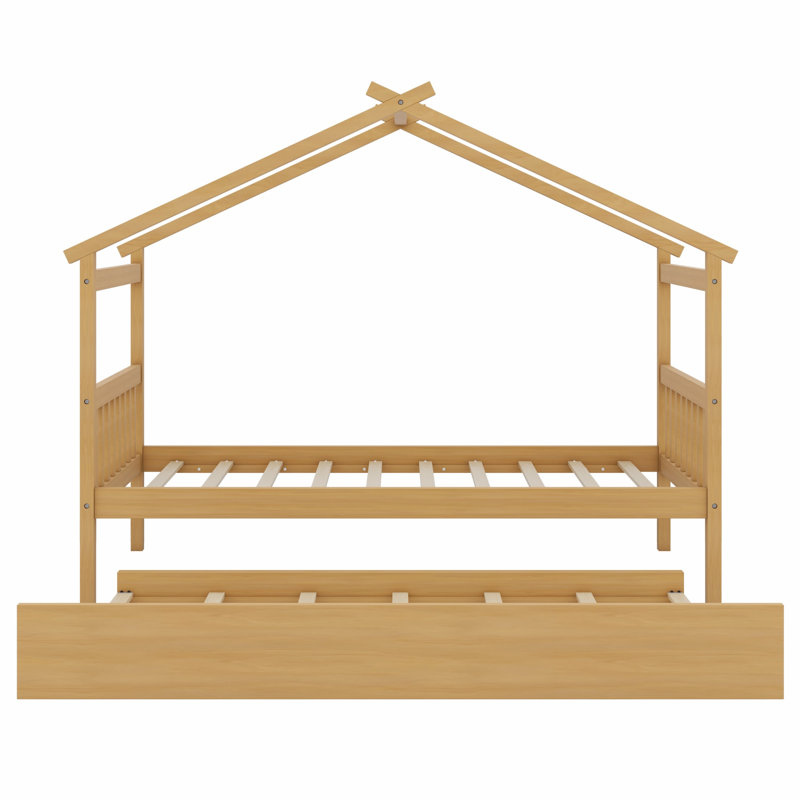 Lit House avec lit gigogne, Naturel