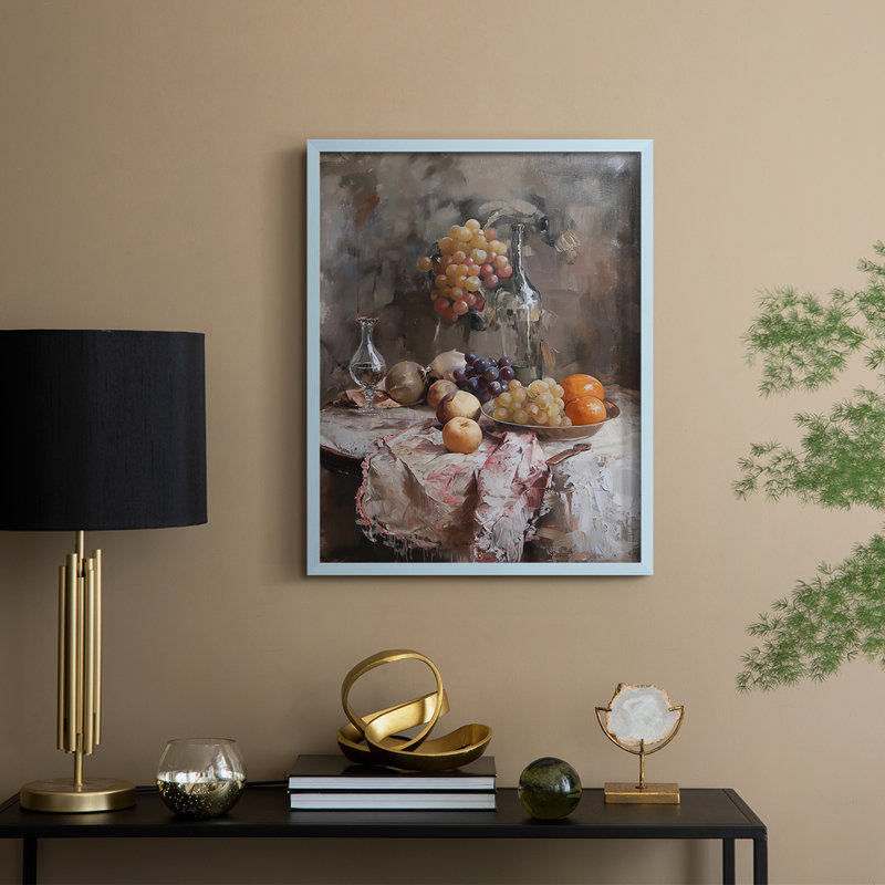 Reproduction encadrée FLORAL Series DCC XXIV - bois massif, H 30 po x l 24 po, Bleu