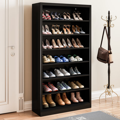 7-Tier Heavy Duty Storage Shoe Rack,Large Sturdy Shoe Cabinet,Adjustable Shelving Unit with Back Panel for Home, Office & Garage Use - 55" Tall Metal Organizer (7 Tier-55 H*27.6W)