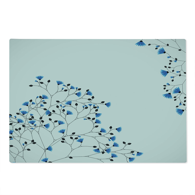 Planche à découper Ambesonne Vintage bleu grande taille Anemone Blanda bleu noir et blanc