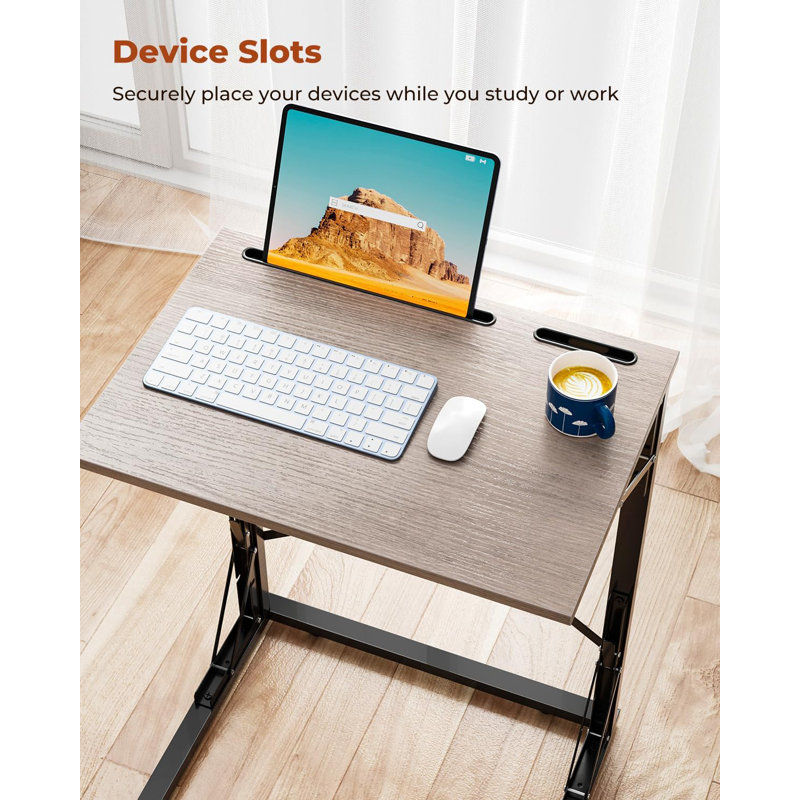 21''Wx28''h TV Tray Set Of 2, Small Foldable C-Shaped End Table For Eating With Tablet And Phone Slots, Slide Under Couch Side Table For Recliner, Living Room, Bedroom