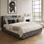 Industrial Storage Bed With 4 Drawers & Retractable Shelves, Upholstered Frame With USB Ports, European Double & King Sizes, Grey-2090207133