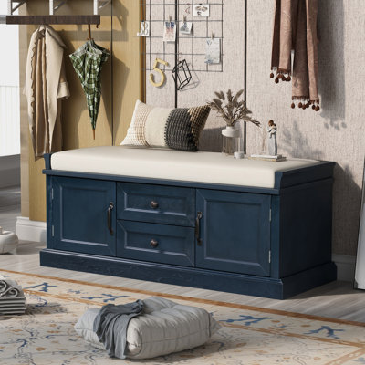 Polyester Blend Upholstered Storage Bench