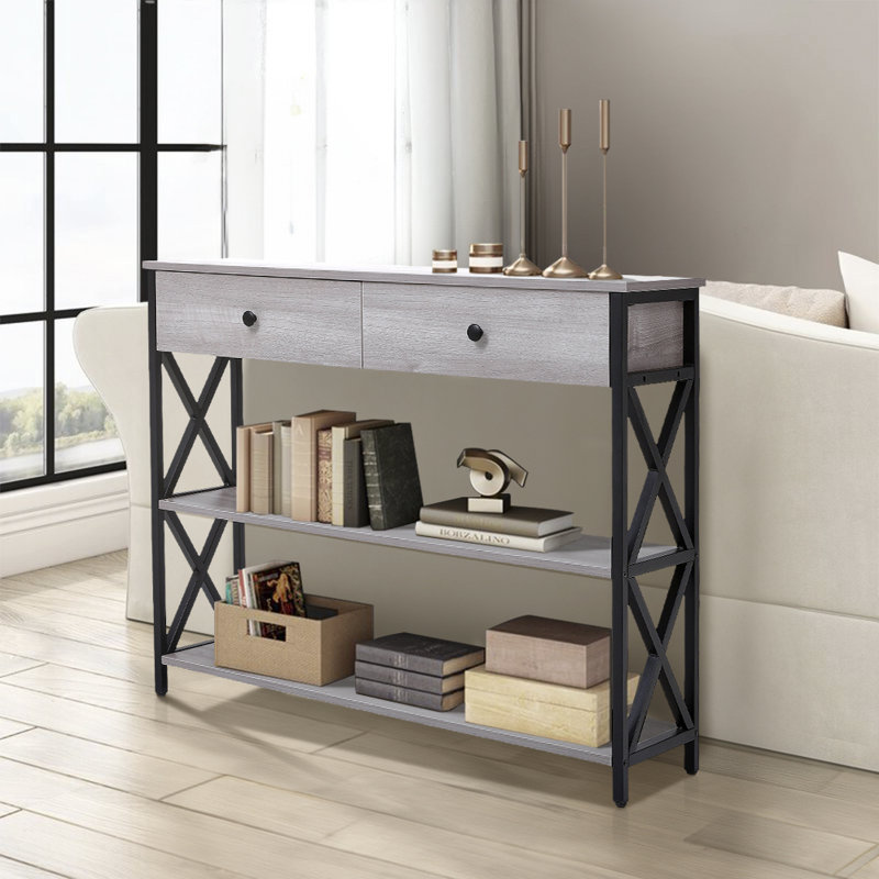 Deford 100cm Console Table: Stylish Storage with Drawers & Durable Steel Frame