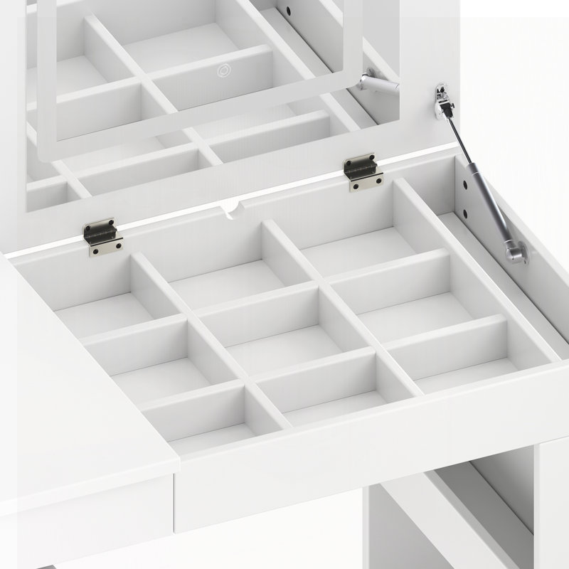Bureau de coiffeuse avec miroir et lumières, Blanc