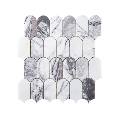 Carreau de mosaïque pour mur et plancher lilas en marbre blanc poli