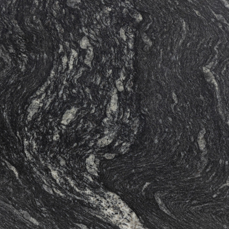 Corbett Pedestal End Table, Black Marble, Hammered Gray