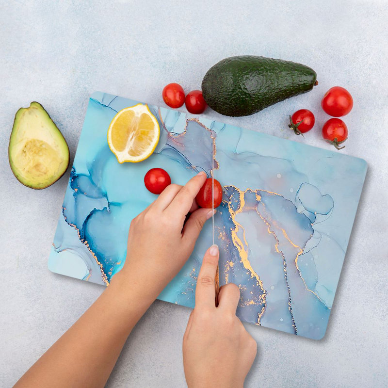 Flourish Premium Tempered Glass Cutting Board, 11.8 x 15.7 inches | Antibacterial, Easy Clean, Non-Slip Silicone Feet | 100% Durable Glass, Thickness: 0.16 inches | Ideal for Kitchen Prep, Safe & Stylish Cooking Solution