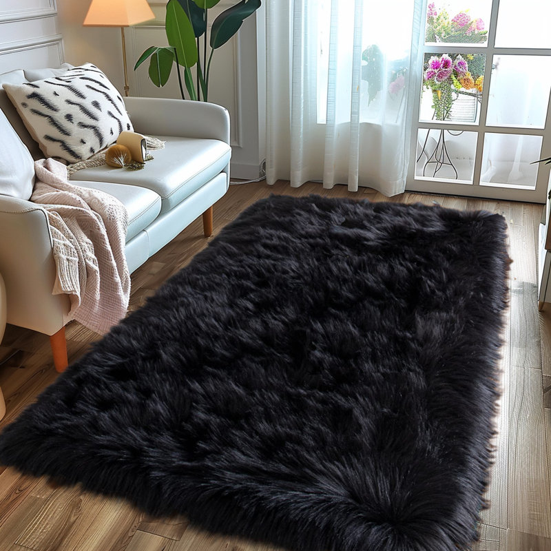 Faux Sheepskin Indoor Rug, Rectangle 3' x 5'