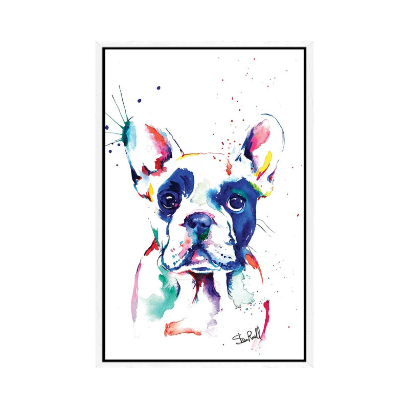 Frenchie I by Weekday Best - Painting on Canvas, White Framed, 66.04 cm H x 45.72 cm W