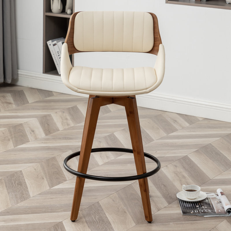 Tabouret pivotant moderne Omar, Beige, Tabouret de comptoir (siège d'une hauteur de 25,6