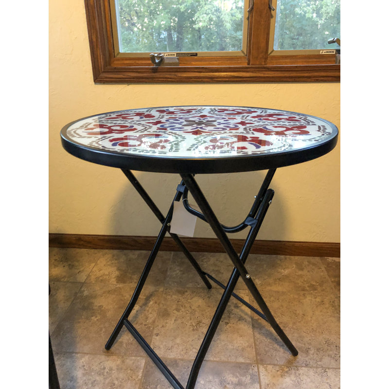 Placerville Round Metal Folding Outdoor Side Table , 18'' in. W 18'' in. D