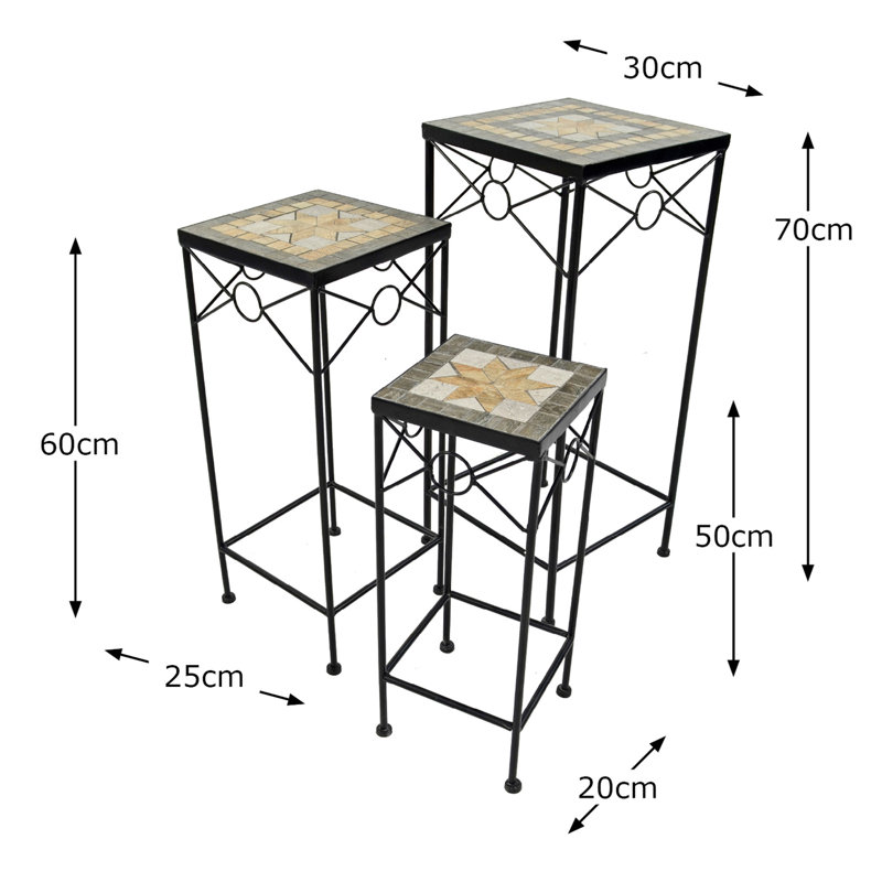 BRAVA 3 Piece Tall SQUARE Plantstand Set