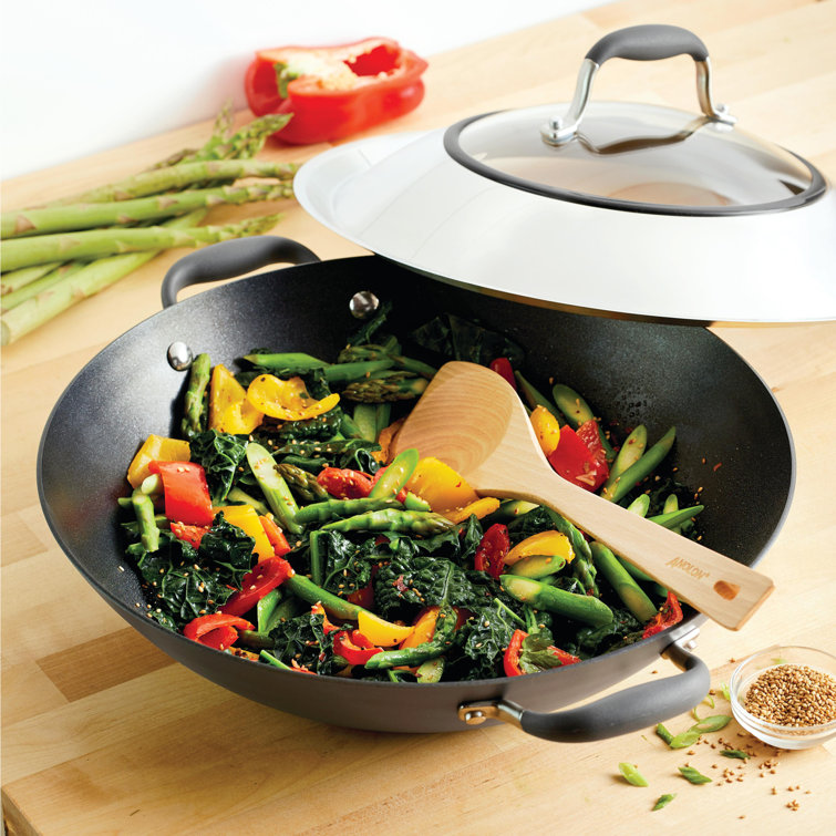 Anolon Advanced Home Hard Anodized Nonstick Wok/Stir Fry with Side Handles  and Lid, 14 Inch, Moonstone