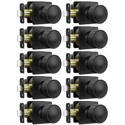 Poignées de porte noires pour placard, poignées de porte carrées noires mates pour l'intérieur, poignées de porte noires pour couloir et placard (paquet de 10)