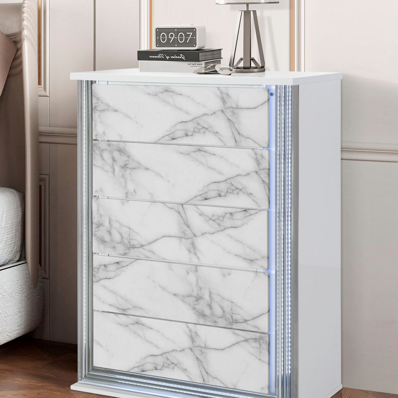Commode en marbre blanc lune avec DEL