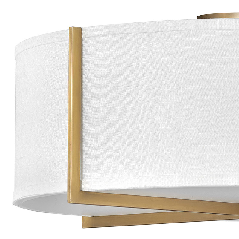 Plafonnier semi-encastré 25,5 po Axis, Blanc cassé, Laiton héritage