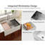 Évier de cuisine de ferme en argile réfractaire 33 po x l 20 po à tablier frontal réversible à tablier simple avec planche à découper, blanc