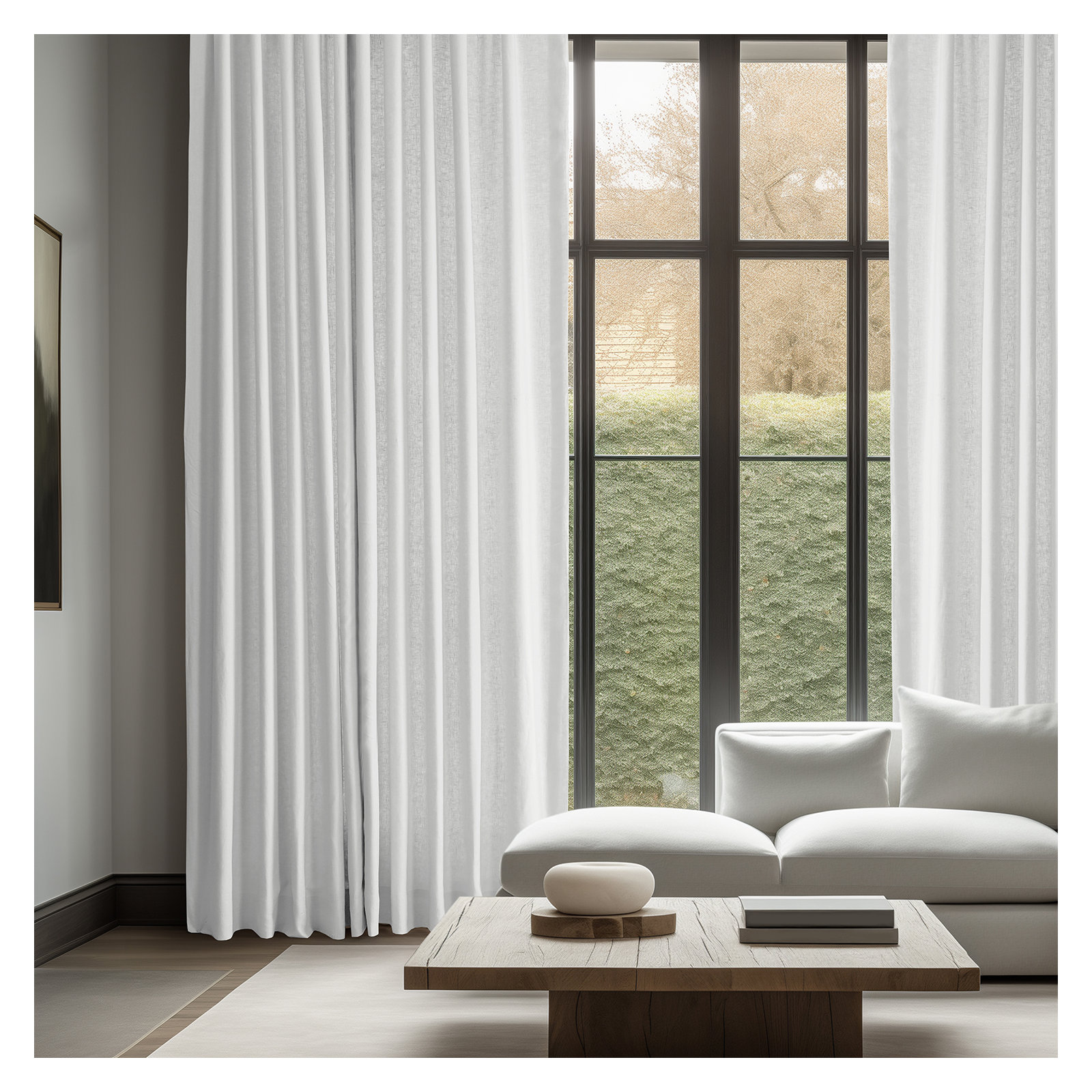 Briella French Linen Room Darkening Curtain, Crisp White, 50" W x 84" L