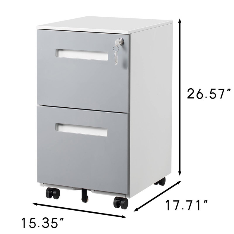 3 Drawer Mobile Locking File Cabinet, Rolling Filing Cabinet For Letter/a4 Size With 5 Wheels,grey 