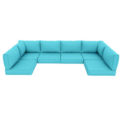 14 Piece Outdoor Sectional Cushions,Water-Resistant Patio Funiture Sectional Cushion Fits 6-seat Rattan Conversation Set Sofa Seat / Back Cushion (Including 4" High Density Foam )