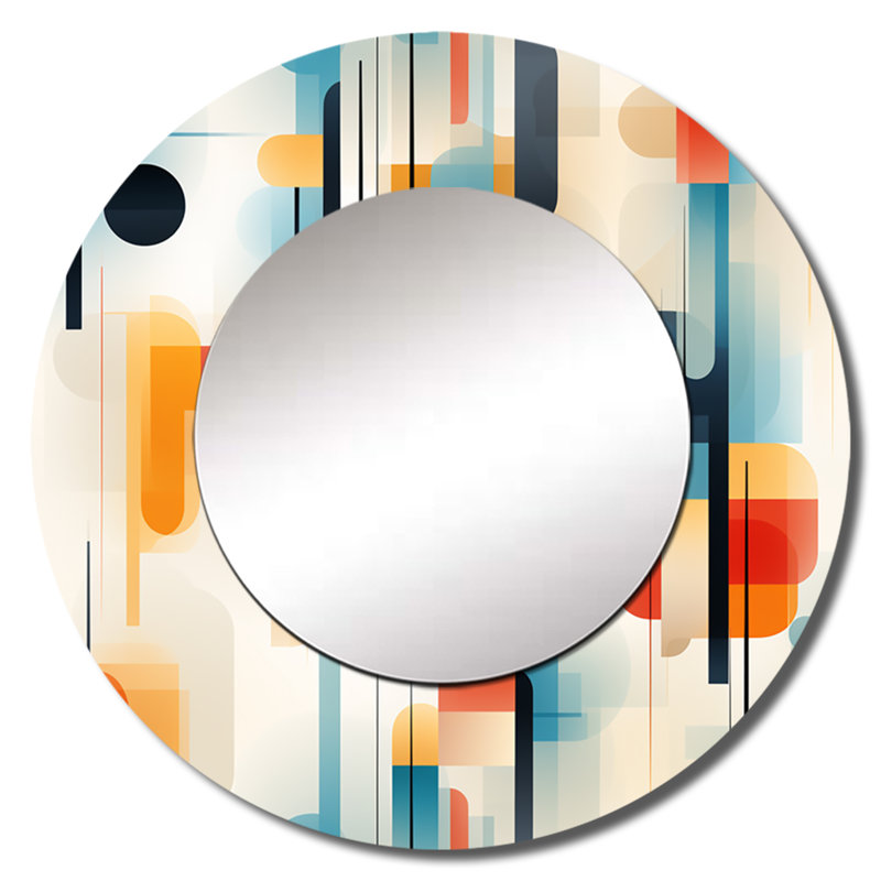 Urban Abstraction - miroir décoratif géométrique, miroir mural rond moderne, impression d'art en métal, 23 po x 23 po