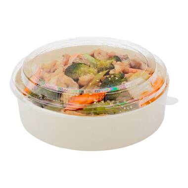 Asporto Microwavable To-Go Container - BPA Free PP Rectangular Take Out Food Container with Clear Plastic Lid - Catering & Takeout - 28 oz - White