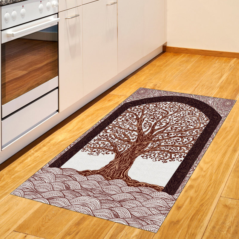 Tapis décoratif en fibres à haute densité Mandala, Rectangle 2 pi 7 po x 5 pi