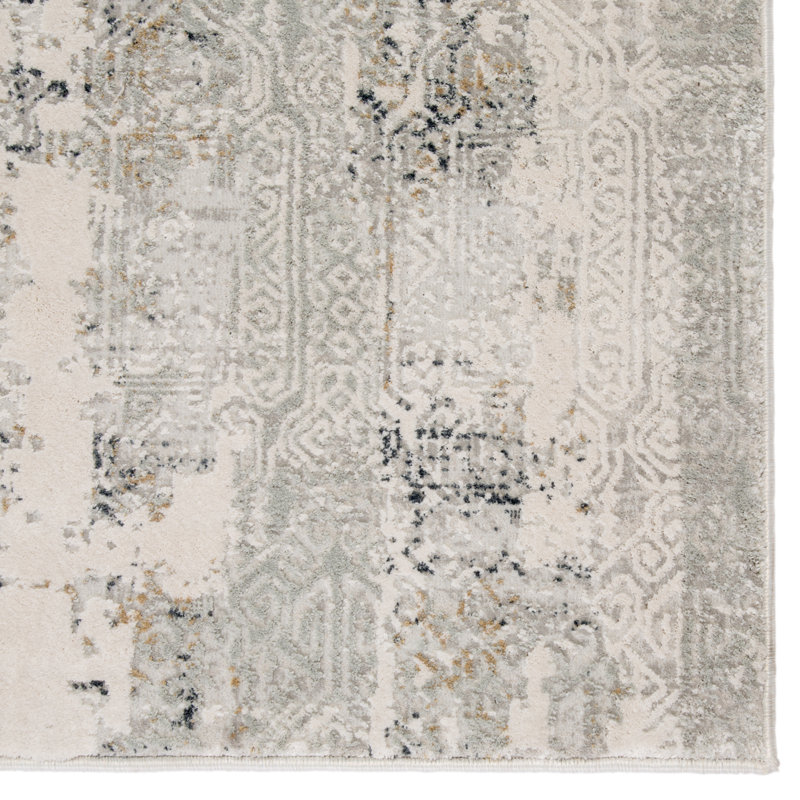 Tapis gris / ivoire Barnsdall, Rectangle 6 pi 7 po x 9 pi 6 po