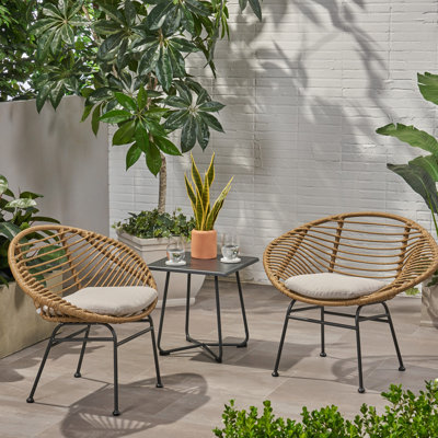 Ensemble de 2 chaises d'extérieur tissées avec coussins Engle